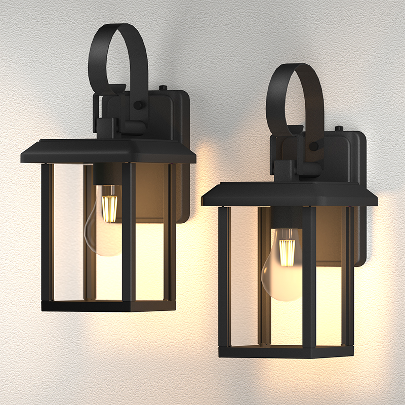 LUSTRLACH VENTOOR WALL LIGHT DOWN DOAN DOAN Vnější svítidlo s čistým sklem pro verandu přední dveře garáž, E26 Wall Mount vodotěsná venkovní dům Lantern.3000k, 5000k, 5000k